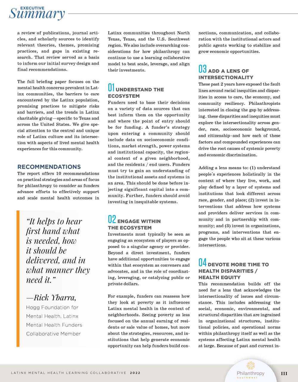 Meadows Mental Health, inside page